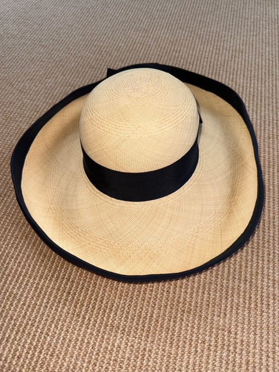 Wide Brim Straw Hat w/ Ribbon Trim Around Crown & Edge by Lilo, Newport, RI main image 5